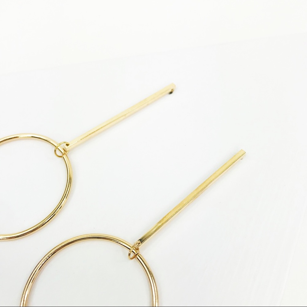 Gold "O" Drop Earring - Picture 3 of 5